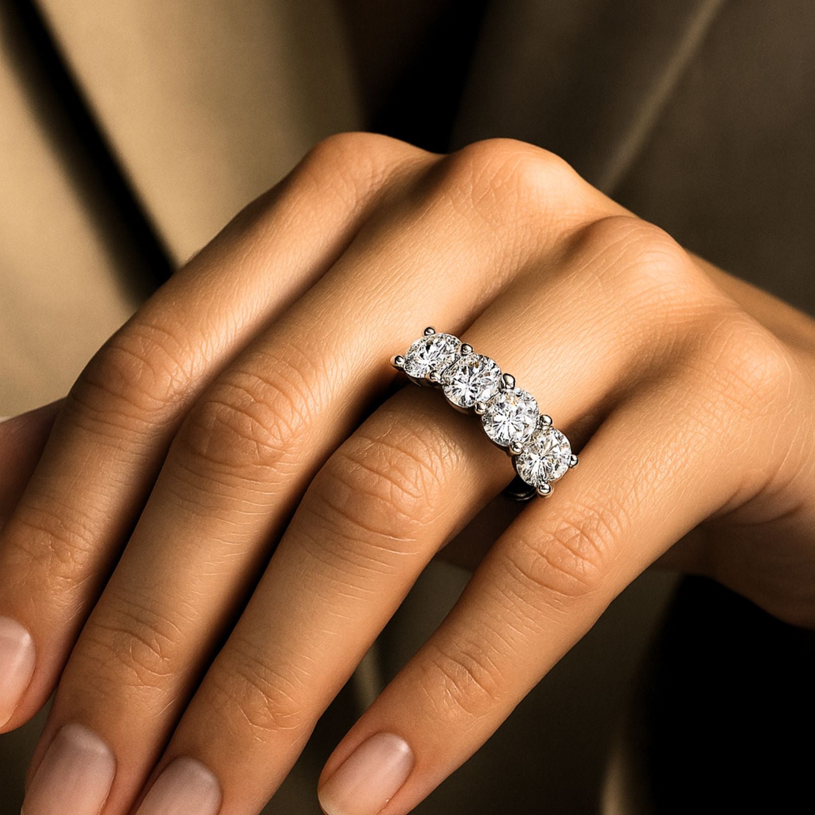 five stone diamond ring, Welsh love ring, engagement ring women, anniversary gift, handmade diamond ring, sustainable jewelry, ethical engagement, versaile wedding band, elegant diamond ring, lab-grown diamonds, handcrafted ring UK, vintage modern ring, meaningful gift for her