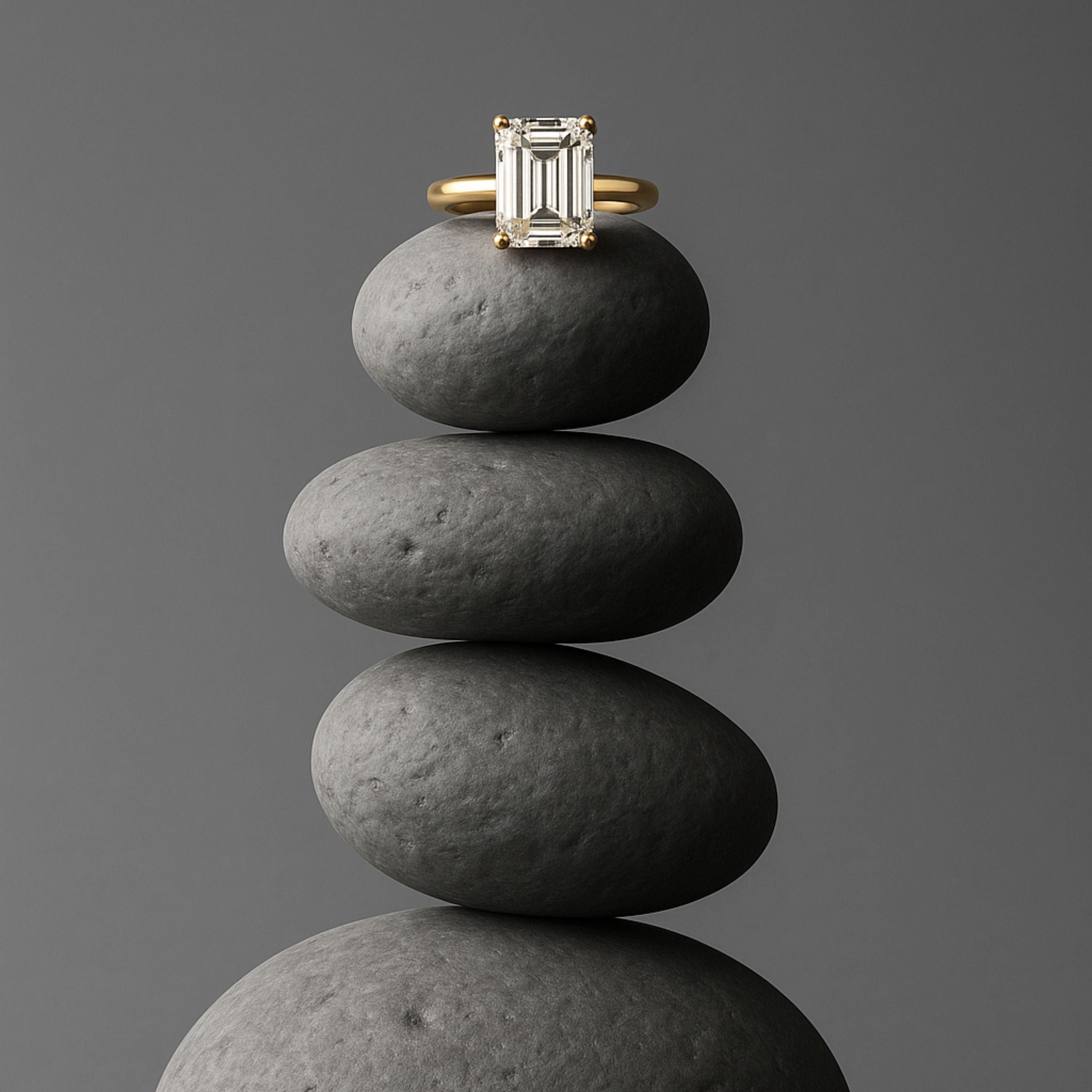 Gold Moissanite Diamond Ring - Livia - Dainty London moissanite engagement ring, ethical gold jewellery, sustainable diamond ring, statement gold ring, octagonal gemstone, handcrafted luxury, eco-friendly engagement, gold jewellry gift, modern luxury ring, anniversary gift, fine jewelry women, ethical gemstone ring, designer statement ring