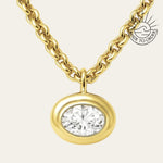 Statement Gold Diamond Necklace - Thalassa - Dainty London Greek goddess jewellery, Statement Gold Diamond Necklace - Thalassa - Dainty London statement gold diamond necklace, ethically sourced lab-grown diamond, chunky gold chain, modern heirloom jewellery, luxury gift for her, sustainable diamond jewellry, black tie statement necklace, gold belcher chain, gift for special occasions, contemporary luxury necklace, ethical fine jewelry, designer statement necklace, celebration gift for her