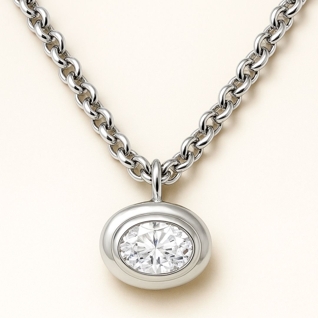 Statement White Gold Diamond Necklace - Thalassa - Dainty London white gold diamond necklace, lab-grown diamond jewellery, statement gold necklace, eco-friendly luxury jewellry, modern heirloom jewelry, ethical diamond necklace, chunky gold chain, gift for her, contemporary statement piece, sustainable fine jewellery, stylish engagement ring, red carpet jewellery, gift for special occasions