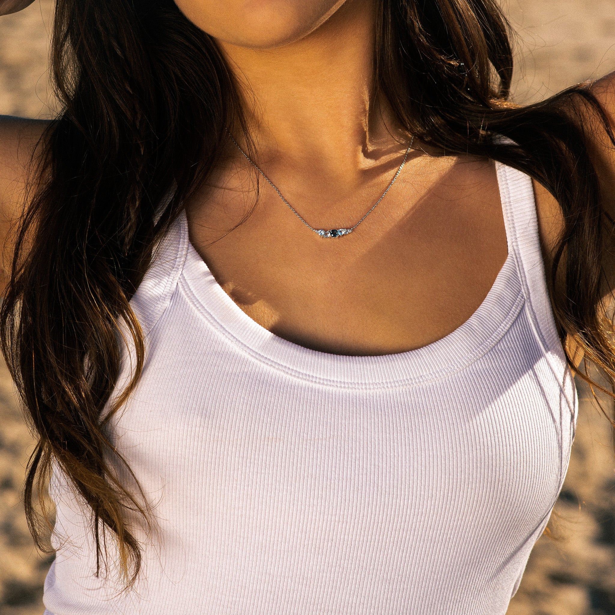 Silver Zaria Necklace - Dainty London topaz cluster necklace, silver dawn jewellery, handcrafted topaz necklace, bridesmaids jewellry gift, eco-friendly silver necklace, unique bridal jewelry, gift for her, boho elegant necklace, sustainable artisan jewelry, meaningful wedding gift, delicate morning jewelry, sterling silver necklace, special occasion gift