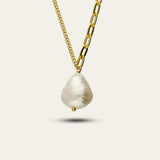 Gold Pearl Necklace - Dainty London gold pearl necklace, ivory pearl jewellery, vermeil chain necklace, layered jewellery, wedding necklace, bridesmaid gift, gift for her, ocean theme jewellry, versatile necklace, 20 inch necklace, pearl drop chain, handcrafted jewelry, stylish anniversary gift
