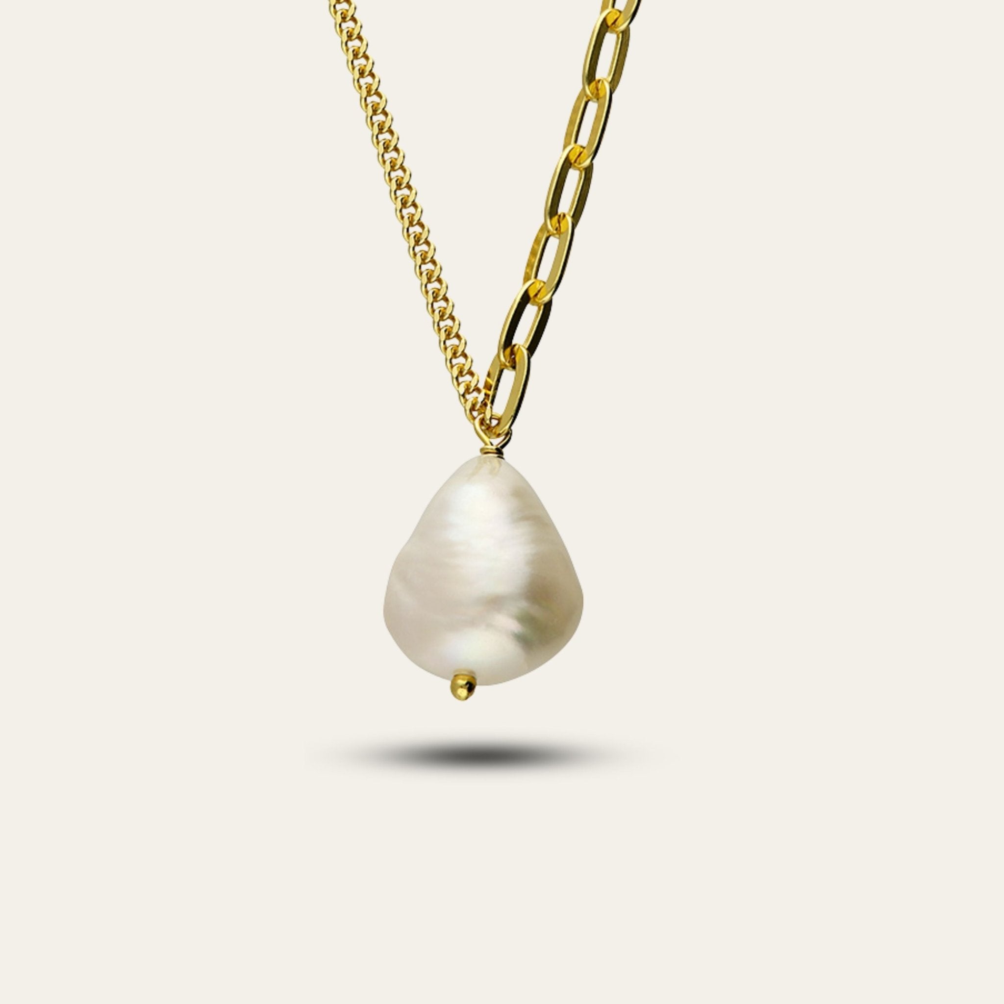 Gold Pearl Necklace - Dainty London gold pearl necklace, ivory pearl jewellery, vermeil chain necklace, layered jewellery, wedding necklace, bridesmaid gift, gift for her, ocean theme jewellry, versatile necklace, 20 inch necklace, pearl drop chain, handcrafted jewelry, stylish anniversary gift