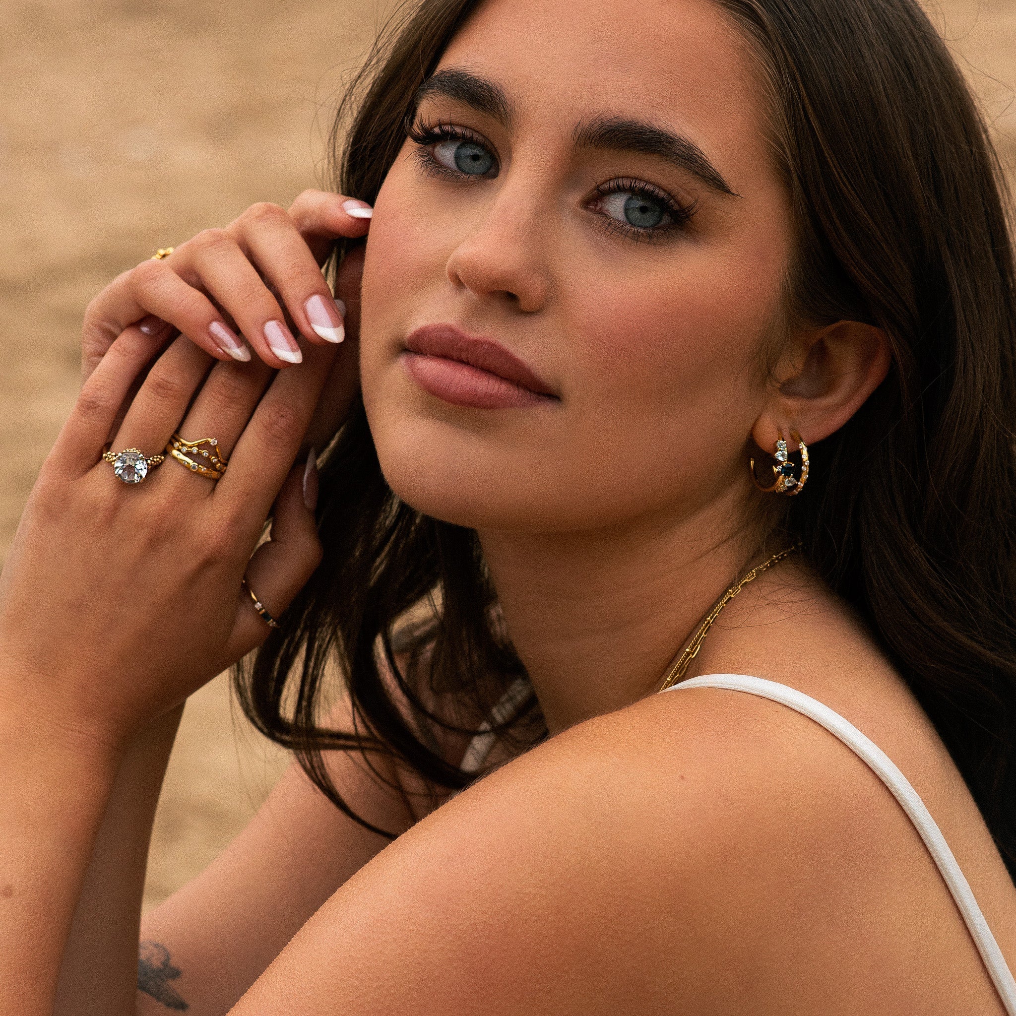 ethically sourced jewellery, topaz gemstone earrings, gold vermeil earrings, sterling silver jewellry, handmade gemstone earrings, gift for her, layered gradient earrings, elegant boho jewelry, sustainable jewellery gift, dawn to night earrings, unique gift for women, statement gemstone hoops, ethical luxury jewelry
