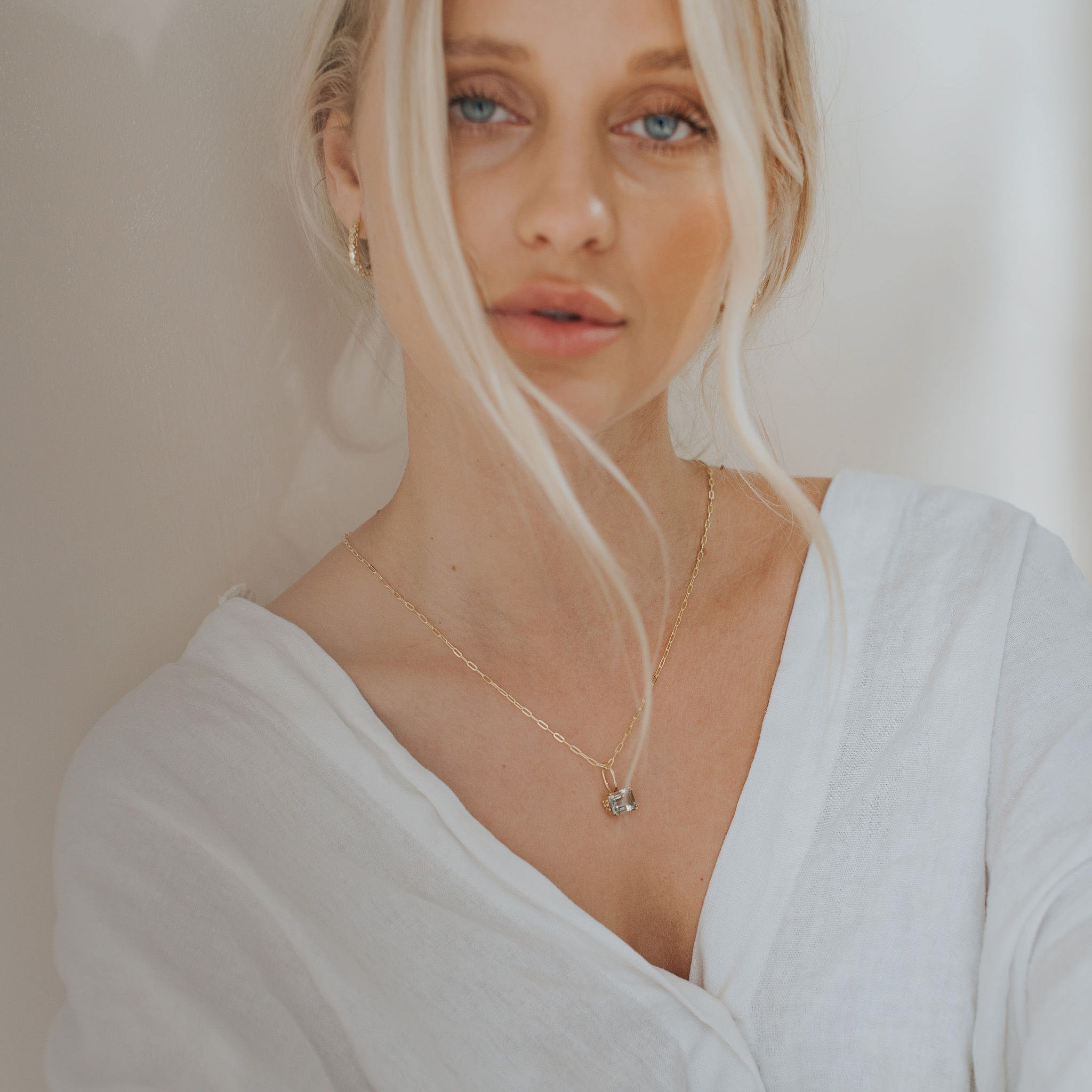 Solid Gold Large Green Quartz Necklace - Giselle - Dainty London solid gold necklace, green quartz pendant, ocean inspired jewellery, maritime necklace, nature inspired gift, handcrafted gold necklace, adjustable chain necklace, seaside jewelry, maritime treasure, elegant gold pendant, luxury gemstone necklace, gift for adventurers, ocean lover gift