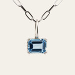 Large Silver Blue Topaz Necklace - Astrid - Dainty London