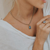 Maxi Gold Astrid Necklace - Sky Blue Topaz Gemstone - Sustainable luxury layered necklaces - Dainty London