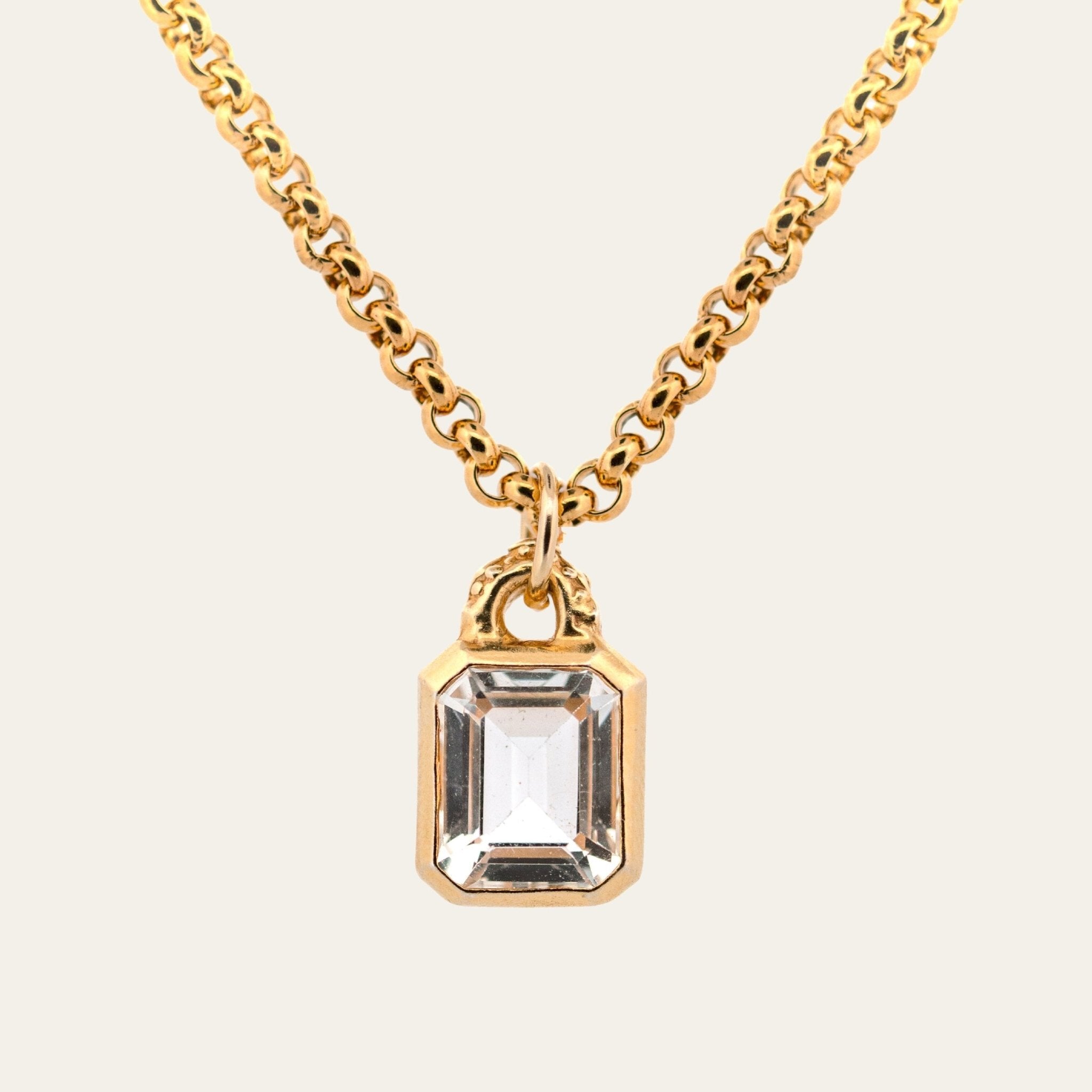 Maxi Gold Merrow Necklace - Topaz Gemstone - British Handcrafted Layering Jewelry - Dainty London