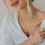 Maxi Silver Astrid Necklace - Sky Blue Topaz Gemstone - Premium layered jewelry - Dainty London