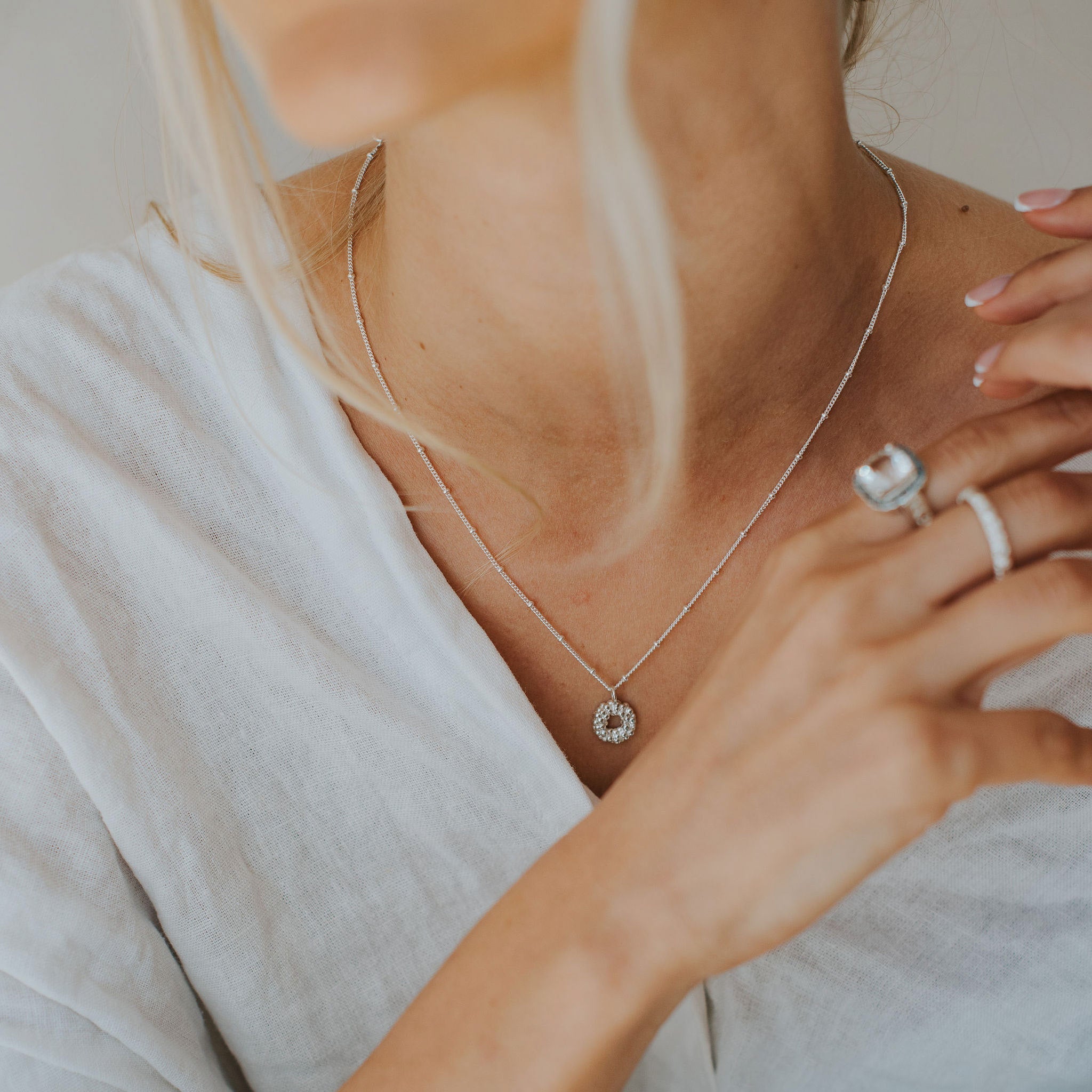 mini silver necklace, coastal jewellery, ocean inspired jewellery, barnacle pendant, sterling silver necklace, handmade coastal jewelry, beach jewelry gift, dainty seaside necklace, gift for her, ocean theme jewelry, summer accessory, minimalist coastal pendant, unique seaside gift