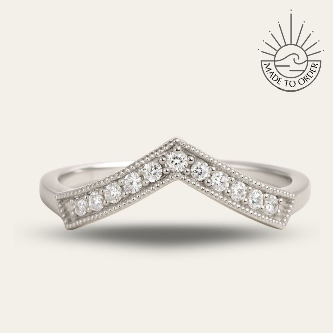 Pointed Halo Diamond White Gold Ring - Clara - Dainty London