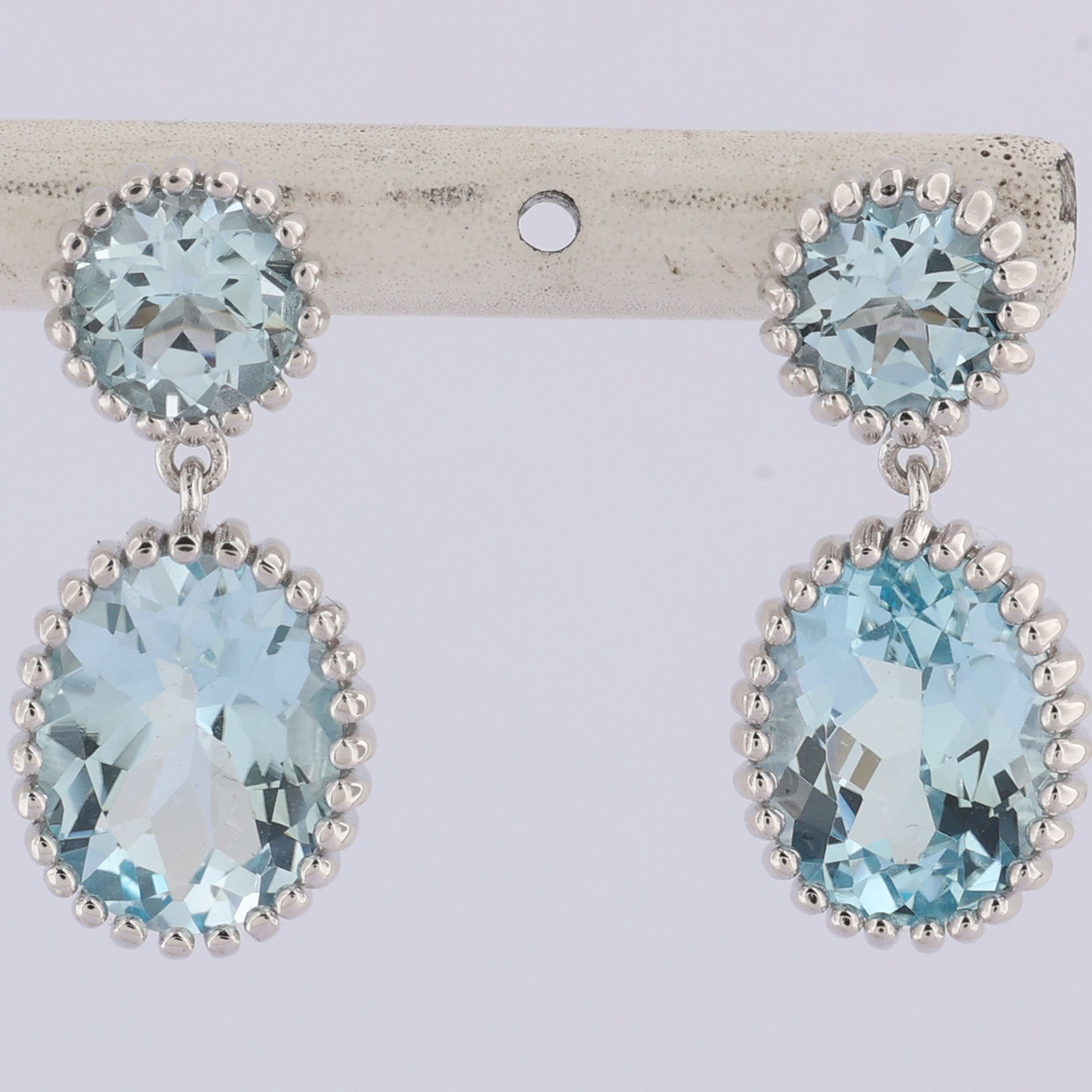 Silver Aurelia Earrings - Vintage Statement Topaz Drop Earrings - Bridal - Wedding - Dainty London