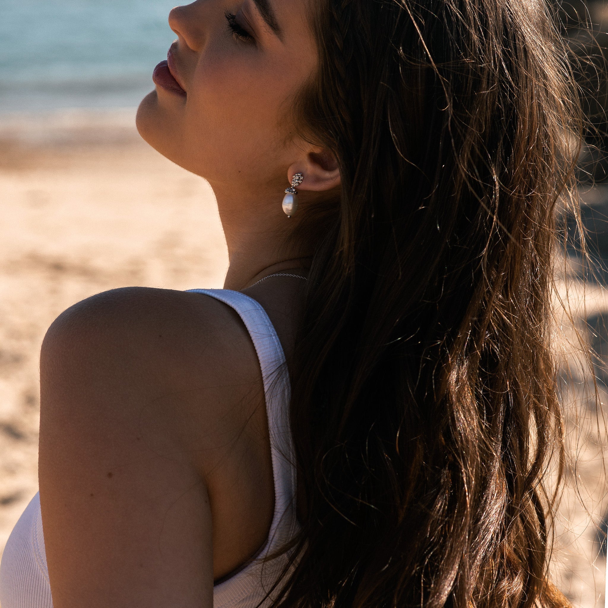 silver pearl earrings, statement wedding jewellery, bridal earrings, bridesmaids gift, coastal inspired jewellery, ocean theme earrings, anniversary gift idea, handcrafted silver earrings, nautical wedding accessories, celestial coastal earrings, unique bridal jewelry, lightweight statement earrings, elegant wedding accessories
