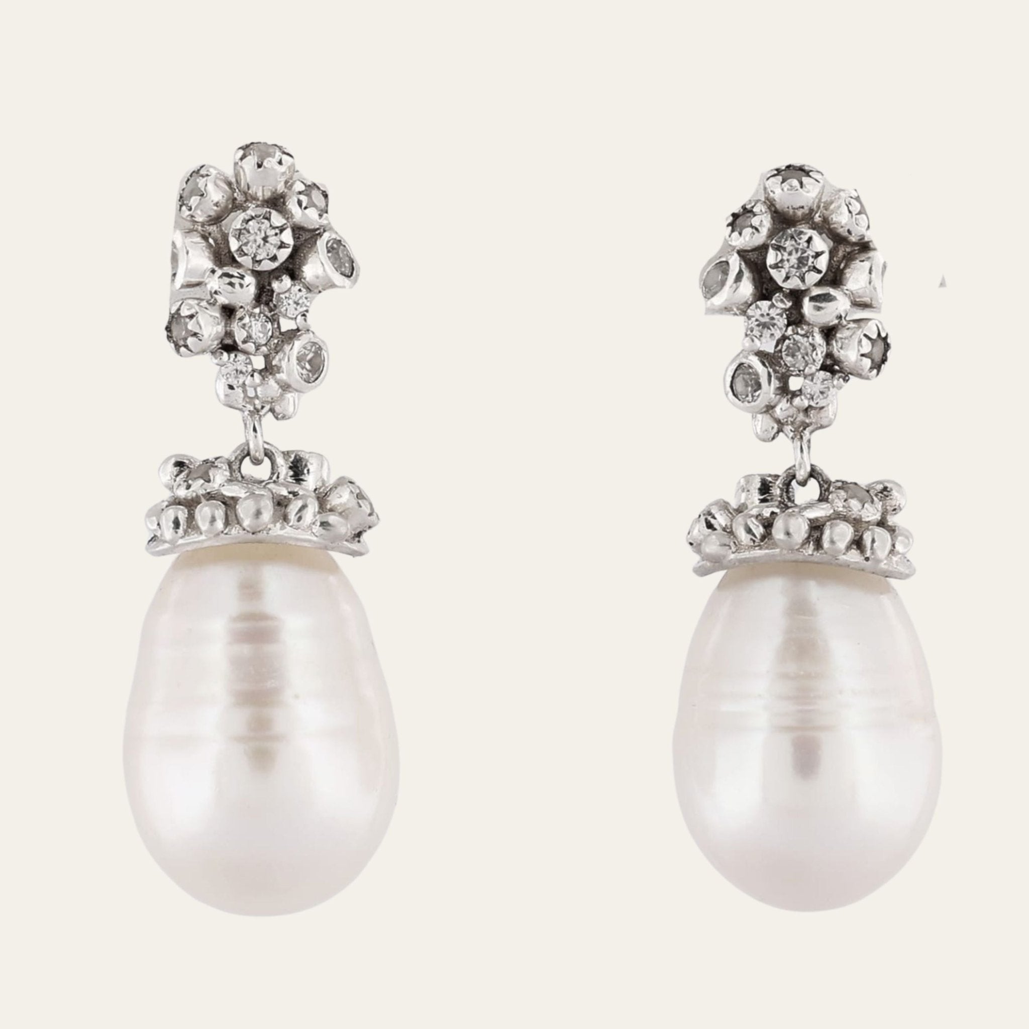 Silver Lyra Baroque Pearl Earrings - Dainty London