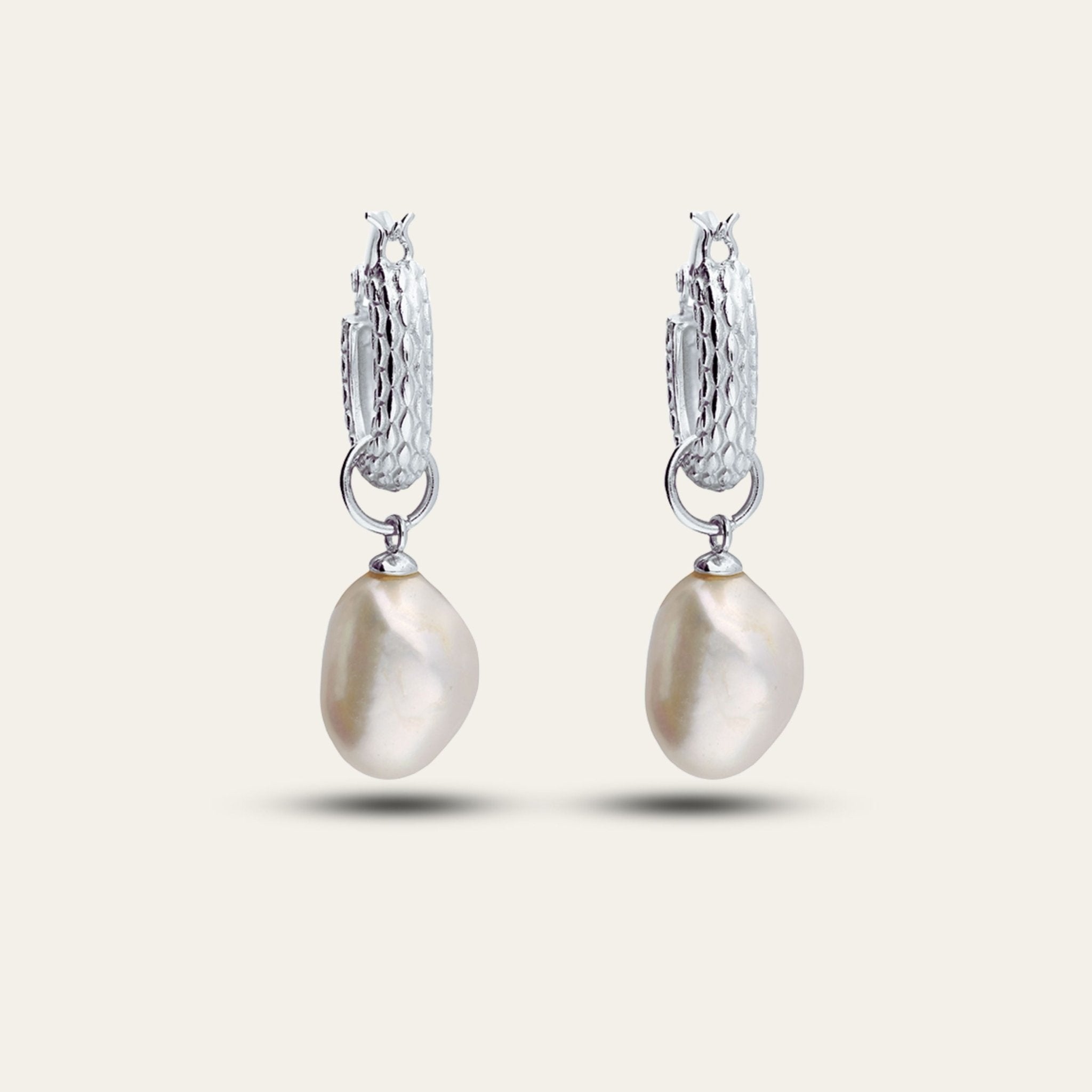 Silver Pearl Drop Earrings - Dainty London silver pearl earrings, freshwater pearl hoops, bridesmaid jewellery, wedding guest earrings, sterling silver jewellry, pearl drop earrings, elegant pearl jewelry, gift for bridesmaids, bridal earrings, ocean blue jewelry box, timeless jewellery gift, hand crafted pearl earrings, versatile jewelry pieces