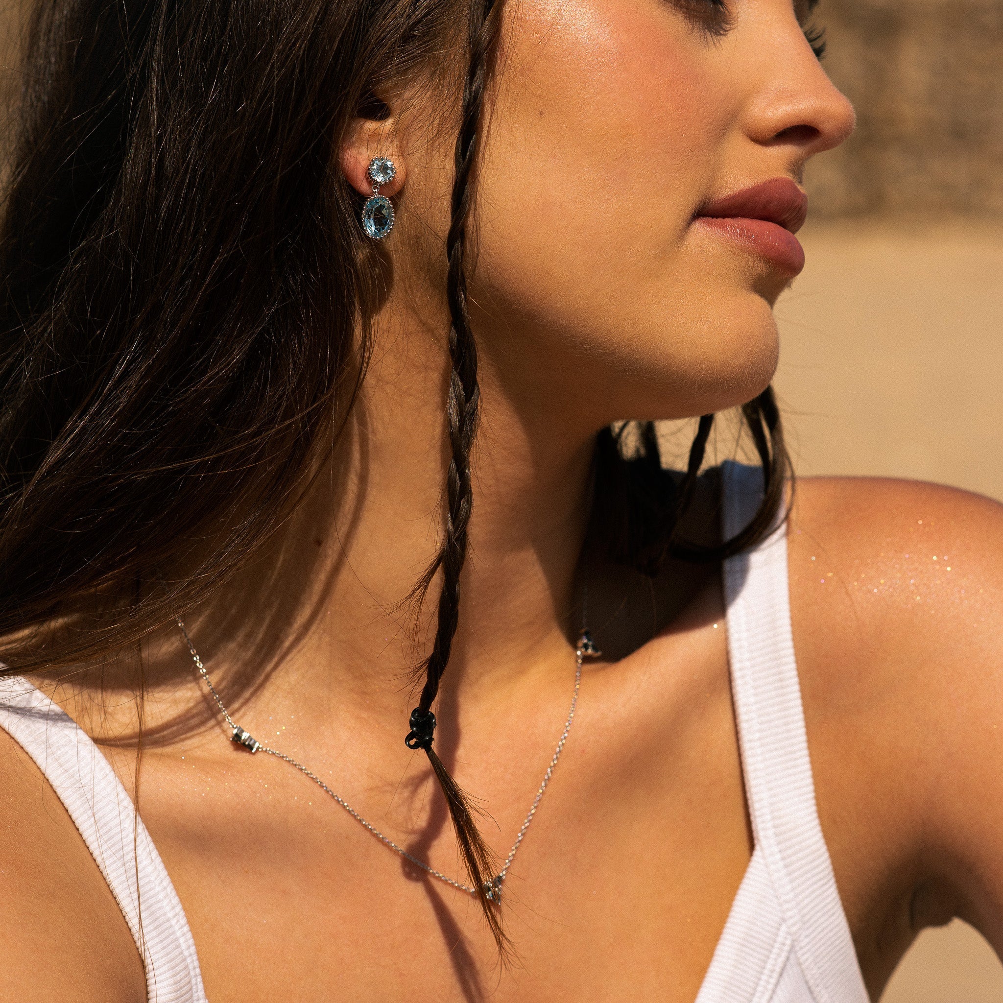 Silver Sky Blue Topaz Aurelia Earrings - Dainty London