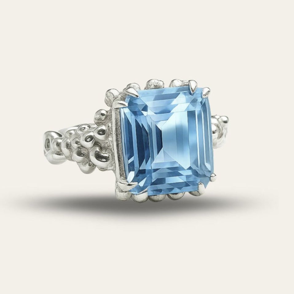 Silver Sky Blue Topaz Ring - Aurelia - Dainty London