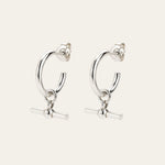 Silver T - Bar Hoop Earrings - Dainty London sterling silver earrings, beach jewellery, recycled silver hoops, lightweight earrings, everyday jewellry, boho beach style, mythology inspired, eco-friendly jewellery, minimalist hoops, gift for her, casual jewelry, eco-conscious earrings, versatile fashion