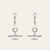 Silver T - Bar Hoop Earrings - Dainty London sterling silver earrings, beach jewellery, recycled silver hoops, lightweight earrings, everyday jewellry, boho beach style, mythology inspired, eco-friendly jewellery, minimalist hoops, gift for her, casual jewelry, eco-conscious earrings, versatile fashion