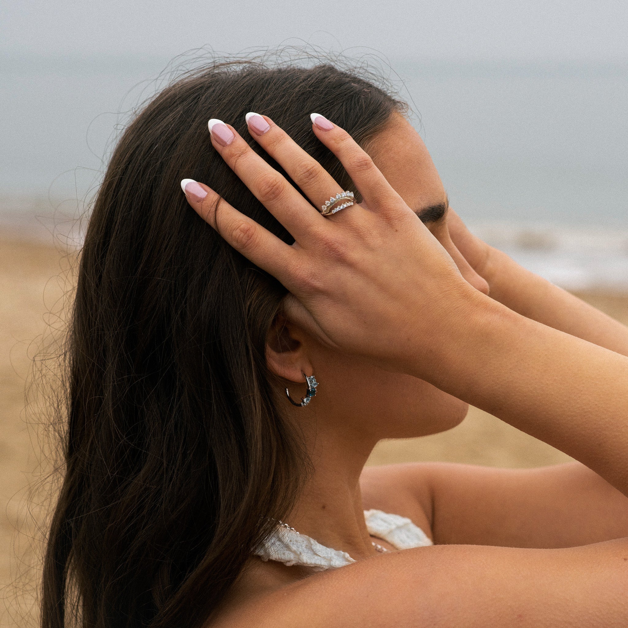 Silver Topaz Gemstone Zaria Earrings - Dainty London