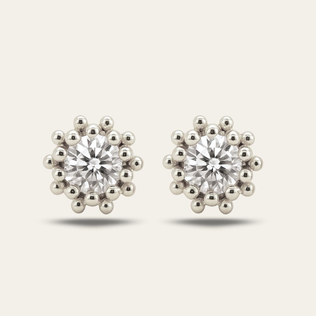 Silver White Topaz Seren Studs - Dainty London