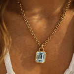 Statement Solid Gold Maxi Beryl Necklace - Seraphina - Dainty London solid gold necklace, ocean blue jewellery, gemstone pendant, statement jewellry, layered necklace, everyday luxury, ethical jewelry, handmade necklace, blue beryl, gift for women, special occasion jewellery, luxury gift, London jewelry