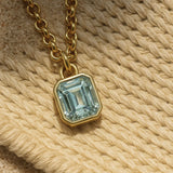 Statement Solid Gold Maxi Beryl Necklace - Seraphina - Dainty London solid gold necklace, ocean blue jewellery, gemstone pendant, statement jewellry, layered necklace, everyday luxury, ethical jewelry, handmade necklace, blue beryl, gift for women, special occasion jewellery, luxury gift, London jewelry