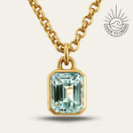 Statement Solid Gold Maxi Beryl Necklace - Seraphina - Dainty London solid gold necklace, ocean blue jewellery, gemstone pendant, statement jewellry, layered necklace, everyday luxury, ethical jewelry, handmade necklace, blue beryl, gift for women, special occasion jewellery, luxury gift, London jewelry