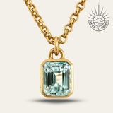Statement Solid Gold Maxi Beryl Necklace - Seraphina - Dainty London solid gold necklace, ocean blue jewellery, gemstone pendant, statement jewellry, layered necklace, everyday luxury, ethical jewelry, handmade necklace, blue beryl, gift for women, special occasion jewellery, luxury gift, London jewelry