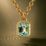 Statement Solid Gold Maxi Beryl Necklace - Seraphina - Dainty London solid gold necklace, ocean blue jewellery, gemstone pendant, statement jewellry, layered necklace, everyday luxury, ethical jewelry, handmade necklace, blue beryl, gift for women, special occasion jewellery, luxury gift, London jewelry