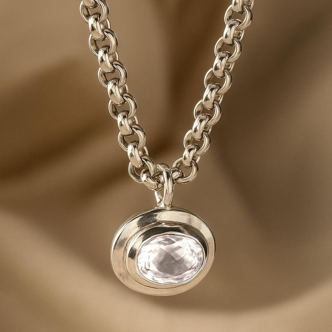 Statement Solid White Gold Diamond Necklace - Thalassa - Dainty London