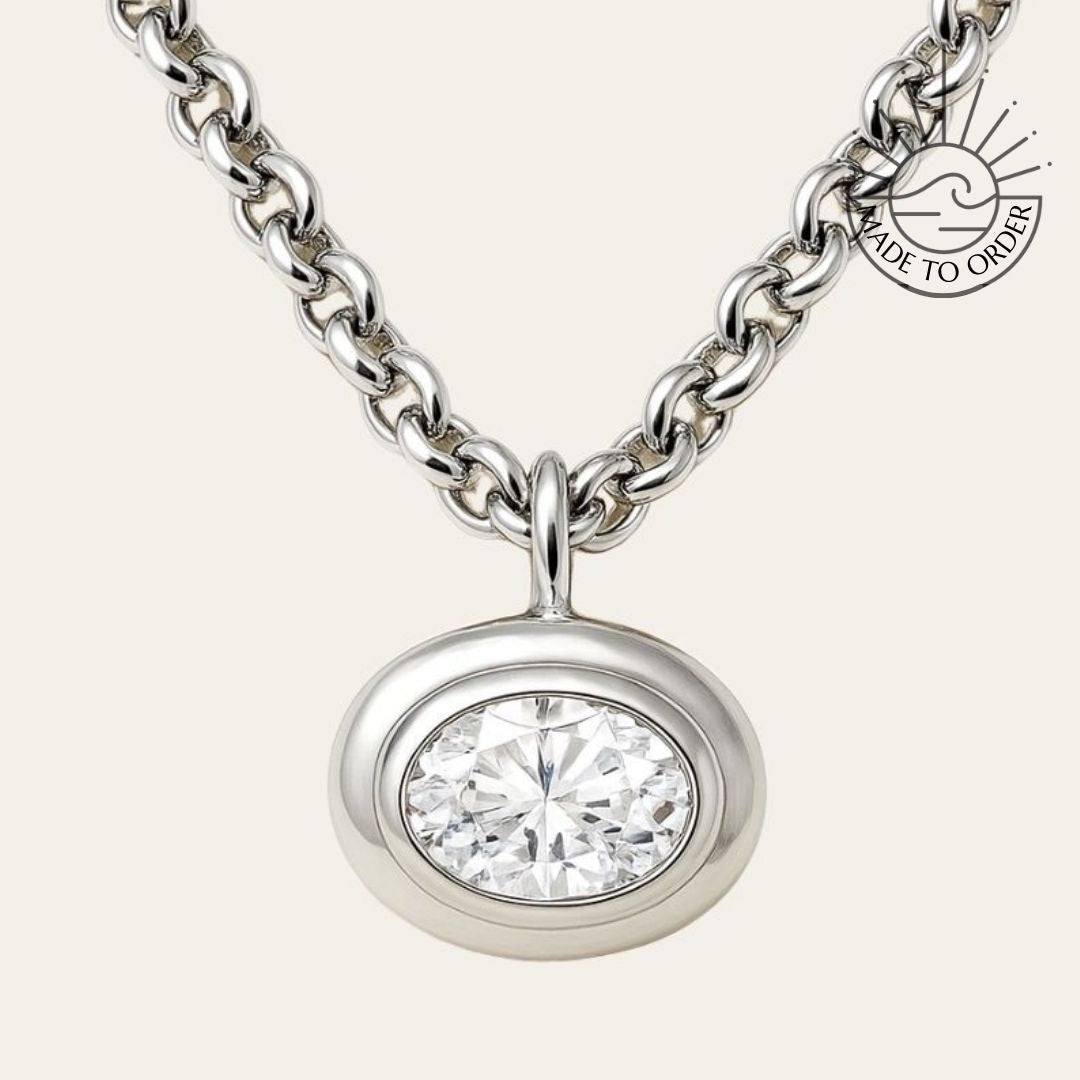 Statement real White Gold Diamond Necklace - Thalassa - Dainty London statement solid gold necklace, diamond pendant, sea goddess jewellery, Greek mythology necklace, sustainable luxury jewelry, ethical diamond necklace, chunky gold chain, modern heirloom jewellery, layered necklace, gift for her, ethical gift idea, eco-friendly jewellry, statement jewelry gift