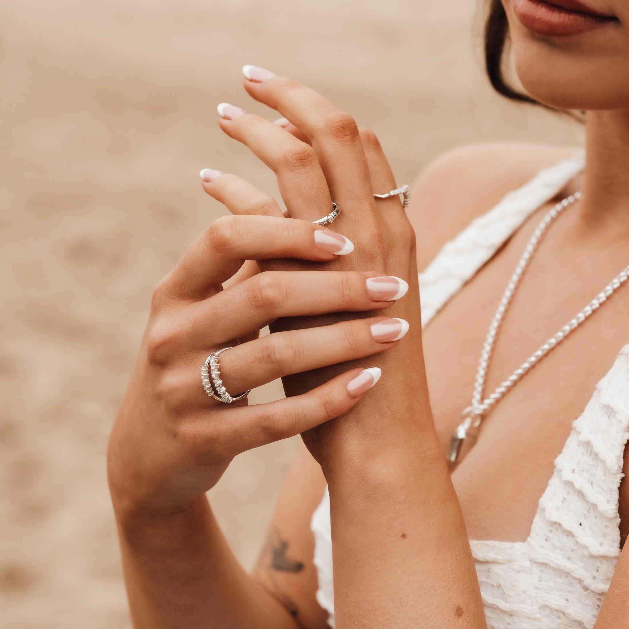 The Doris Ring - Simple Curved Diamond Wedding Band Womens - Dainty London