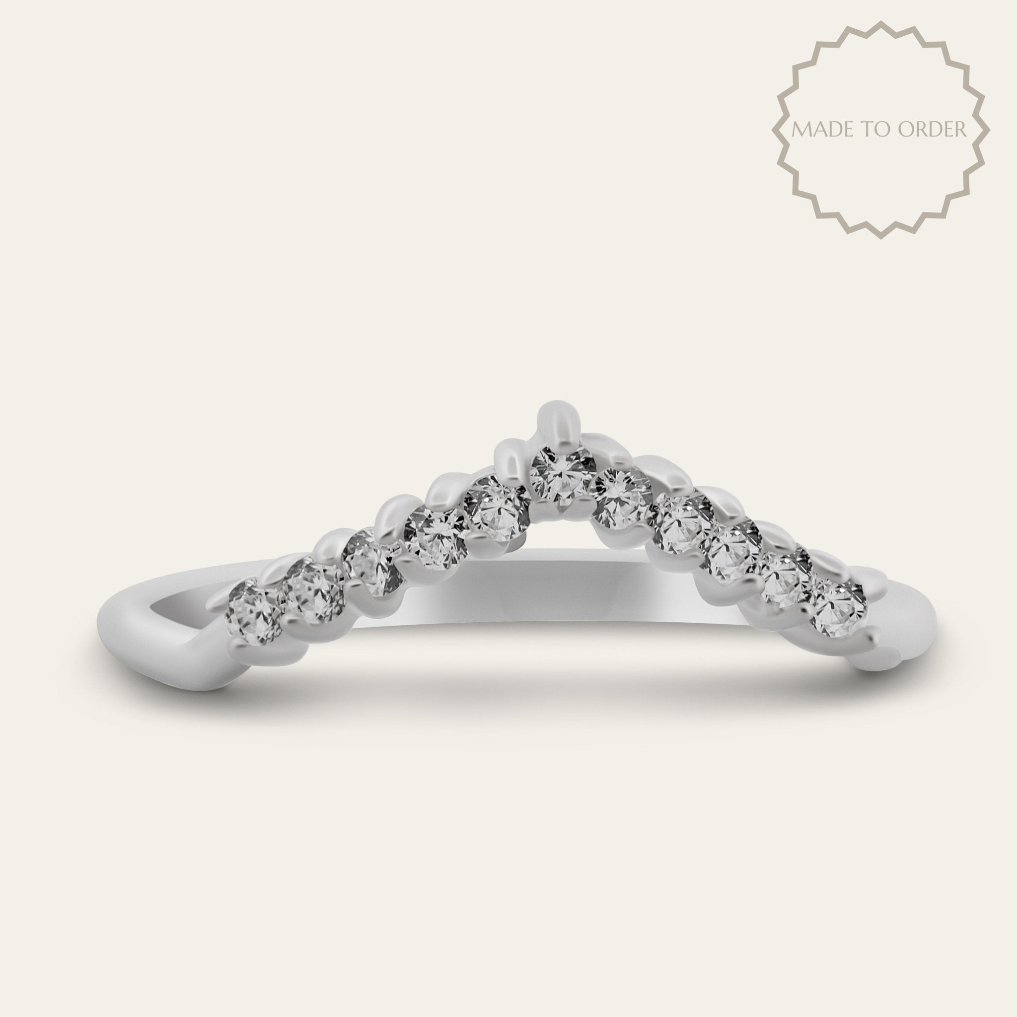 The Elizabeth Ring - V Shaped Diamond Wedding Eternity Bands - Dainty London