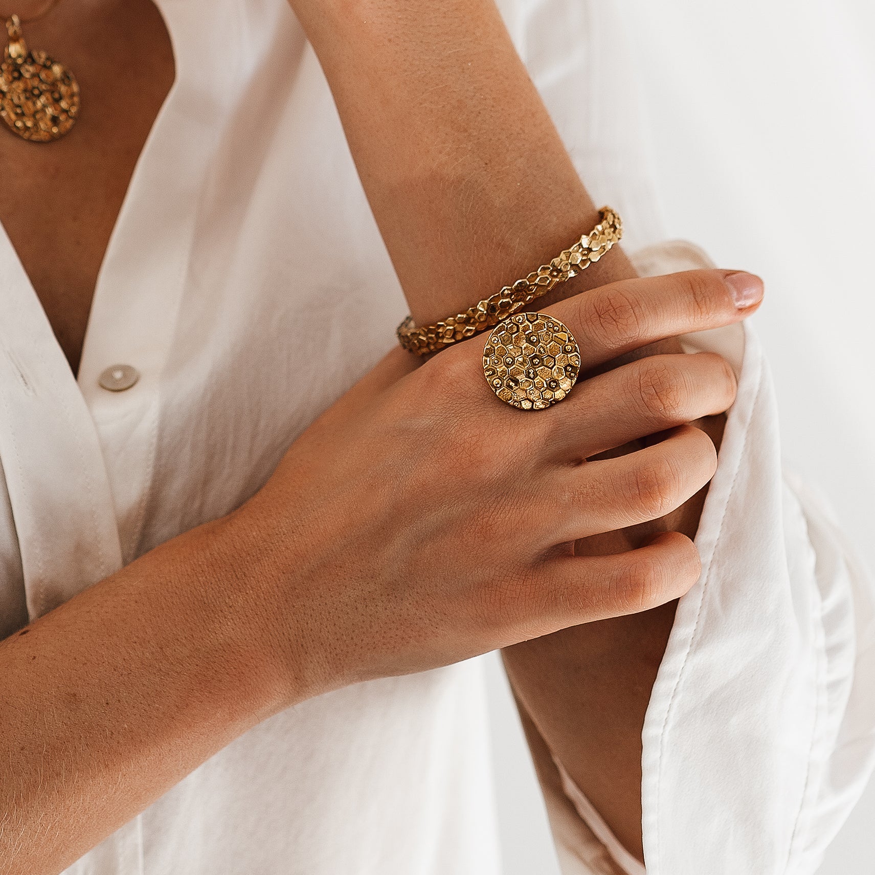 The Gold Artemis Bangle - Celestial Goddess Inspired - Contemporary bracelets - Dainty London