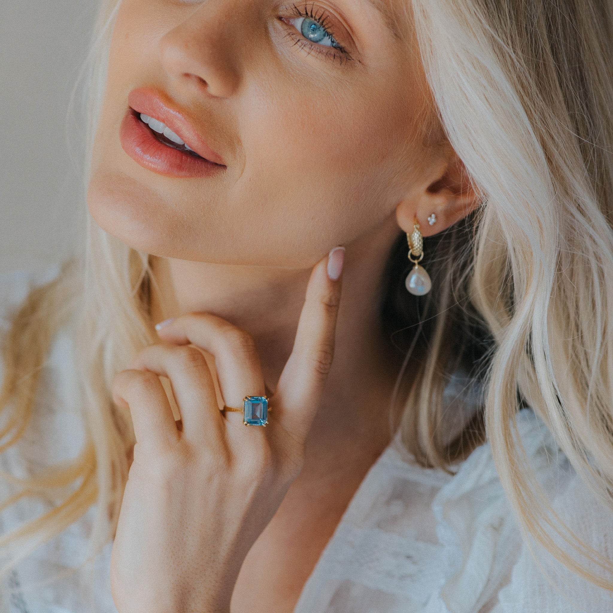 The Gold Bali Ring - ocean blue topaz ring, Bali inspired jewellery, cocktail ring women, silver vermeil ring, gold vermeil jewellry, ocean motif ring, nature lover gift, sea themed jewelry, statement cocktail ring, handcrafted Bali jewellery, summer jewelry gift, beach wedding ring, unique jewellery gift