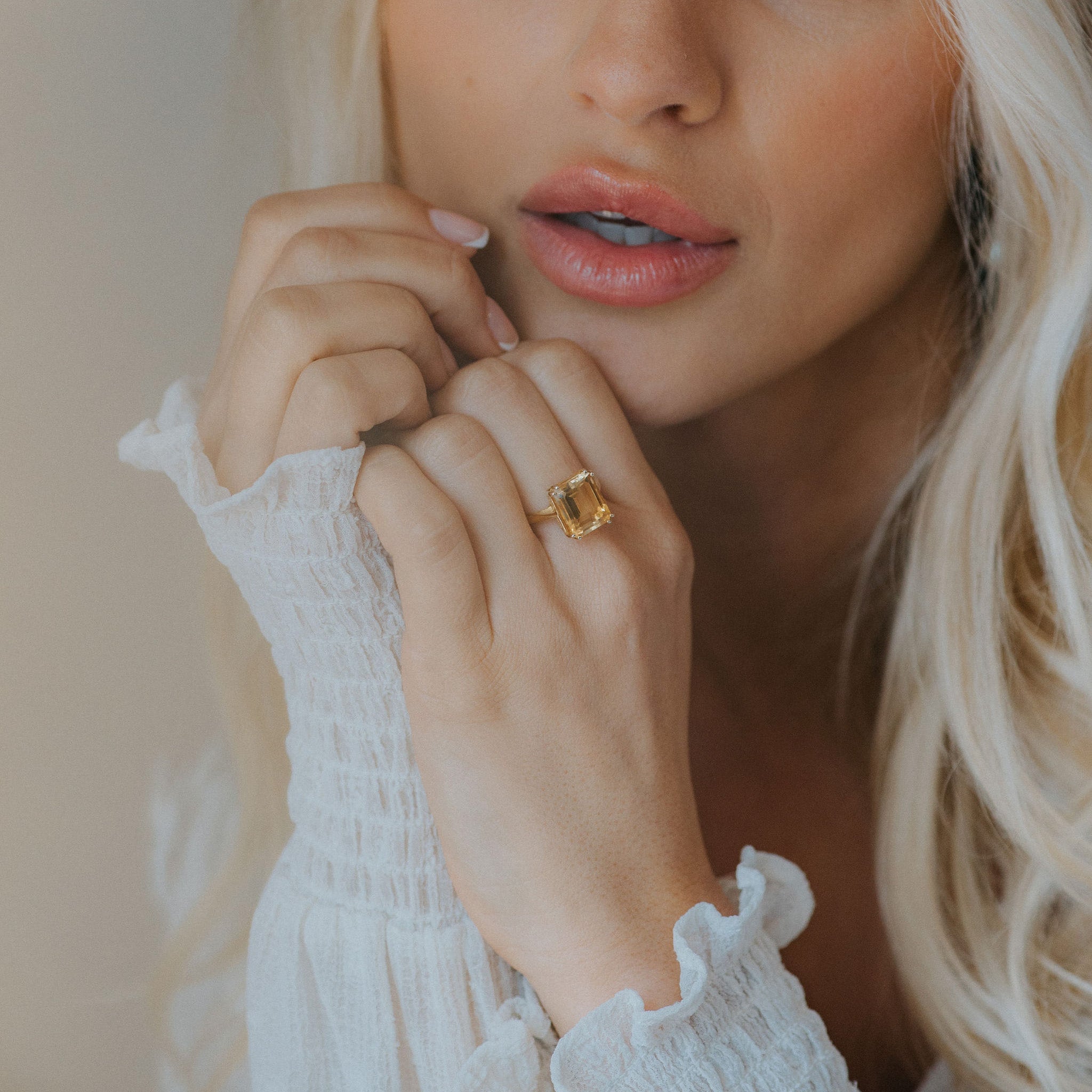 The Gold Isla Ring - Sunshine Citrine - Vintage Modern Gemstone Rings - Dainty London