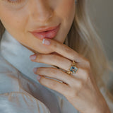The Seraphina Ring - Aquamarine - Modern and Vintage Style - Ethical Luxury Rings - Dainty London solid gold ring, ocean blue beryl, nature inspired jewelry, handcrafted gold ring, ethical gemstone jewelry, bespoke UK ring, luxury engagement ring, anniversary gift, natural gemstone ring, handmade London jewelry, unique stackable ring, sustainable jewelry, gift for her