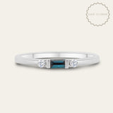 The White Gold Roxana Ring with London Blue Topaz - Dainty London