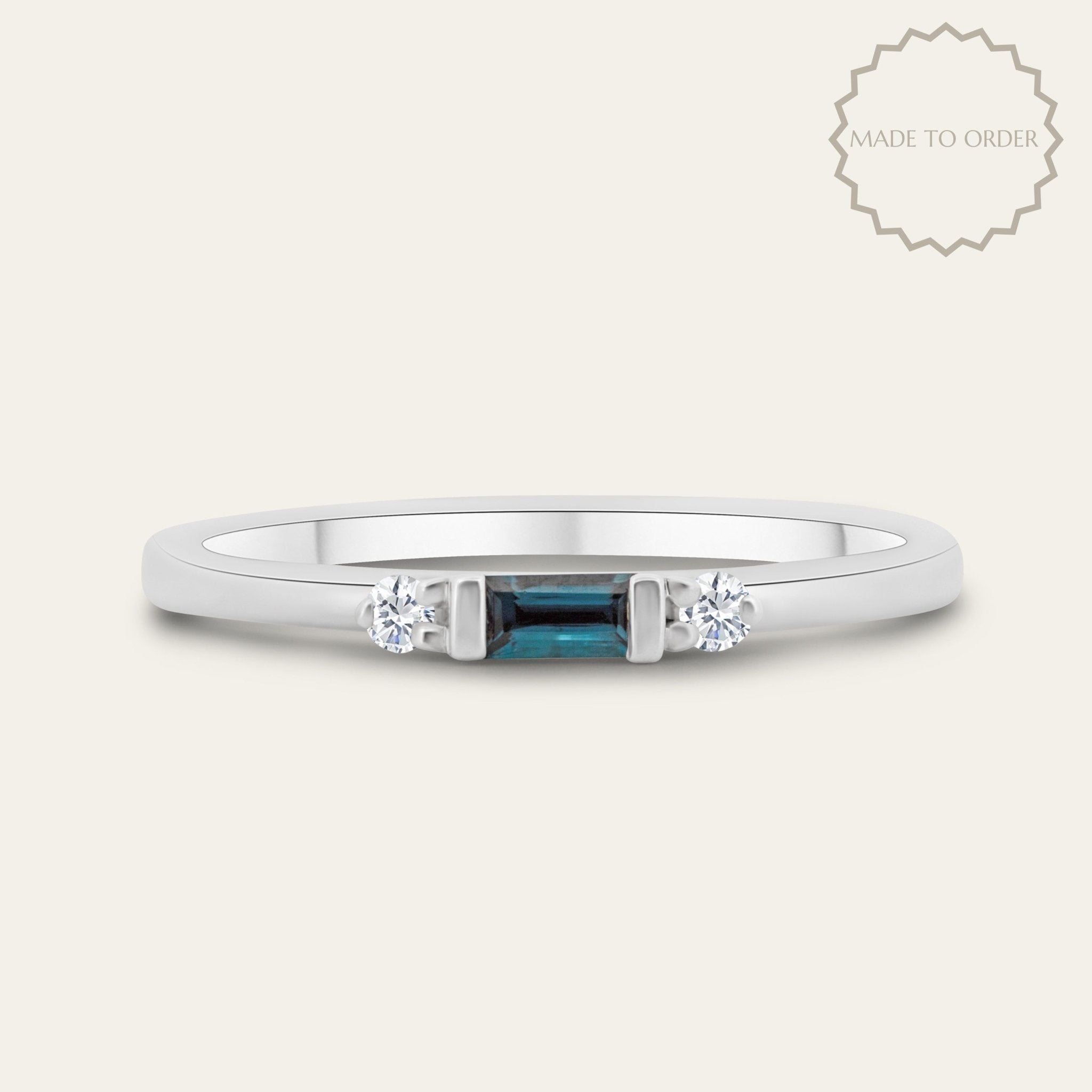 The White Gold Roxana Ring with London Blue Topaz - Dainty London