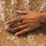 The Platinum Merrow Ring - Luxury Platinum Gemstone Rings - Dainty London platinum moissanite ring, Irish folklore jewellery, mermaid inspired ring, luxury gemstone ring, handcrafted platinum ring, custom made jewellry, unique gift for her, special occasion ring, Irish folklore gift, 5ct moissanite, engagement or anniversary, mystical jewelry gift, Irish legend ring