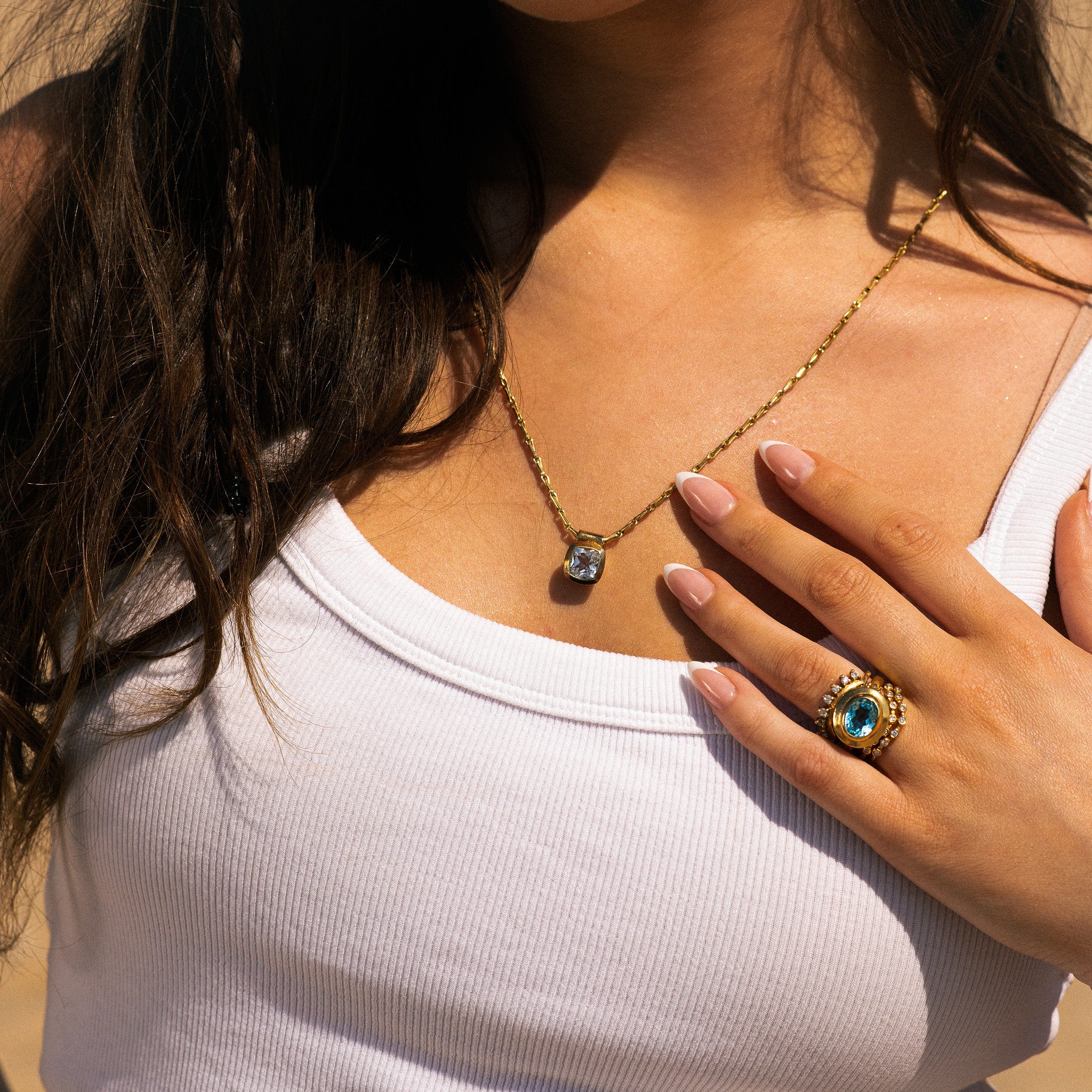 Yellow Gold Diamond Necklace - Adamas - Dainty London yellow gold necklace, diamond pendant, lab grown diamond, chunky gold chain, statement jewellery, ethical jewellry, gift for her, anniversary gift, modern vintage jewelry, 9ct gold necklace, cushion cut diamond, luxury gold necklace, sustainable jewellery