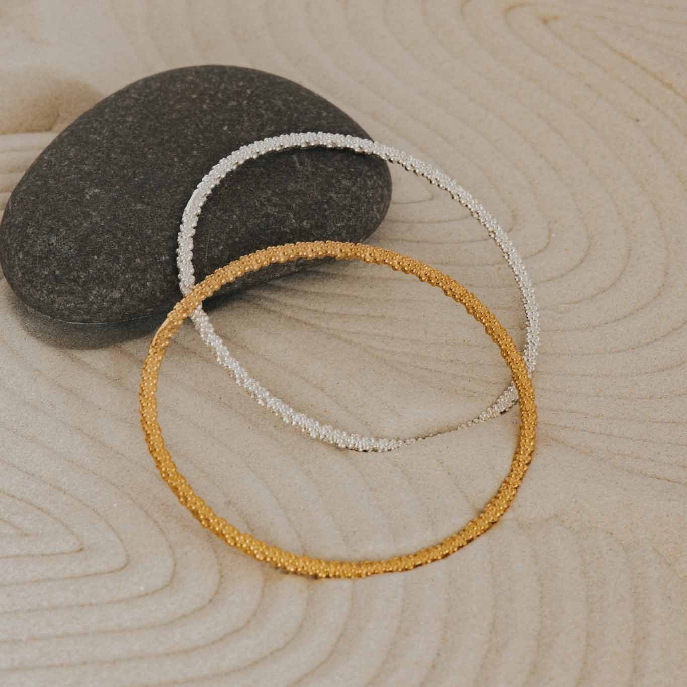 Silver Barnacle Bangle - Boho Beach Bracelet - Dainty London