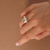 Modern Green Quartz Gemstone Giselle Ring in Silver - Dainty London - Rings