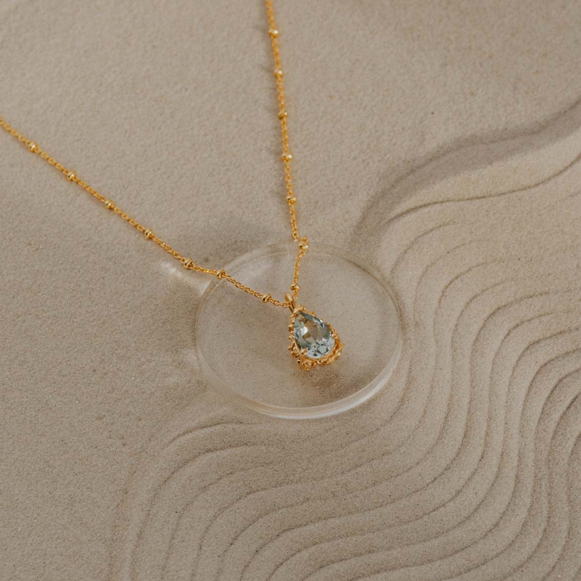 Solid Gold Aquamarine Alba Necklace - Bridal Necklace- Fine Wedding Jewellery- Milestone Birthday Gift- Dainty London