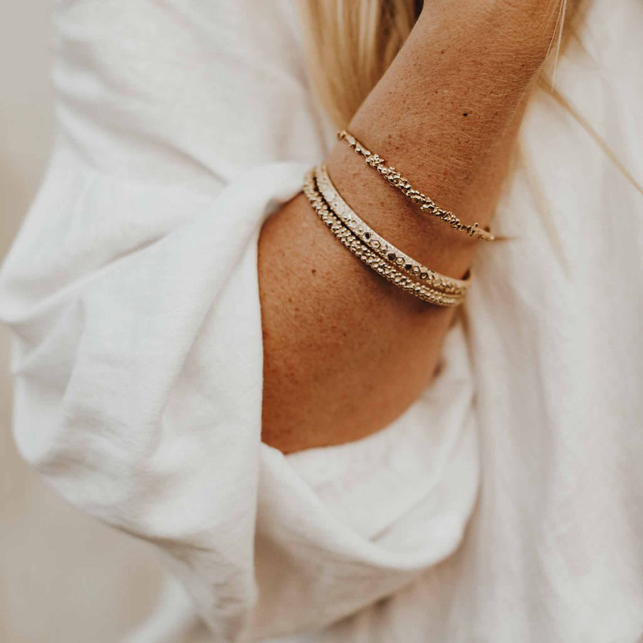 Gold Barnacle Womens Bangle Bracelet -British handcrafted bracelets - Dainty London