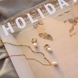 Gold Pearl Necklace - Dainty London gold pearl necklace, ivory pearl jewellery, vermeil chain necklace, layered jewellery, wedding necklace, bridesmaid gift, gift for her, ocean theme jewellry, versatile necklace, 20 inch necklace, pearl drop chain, handcrafted jewelry, stylish anniversary gift