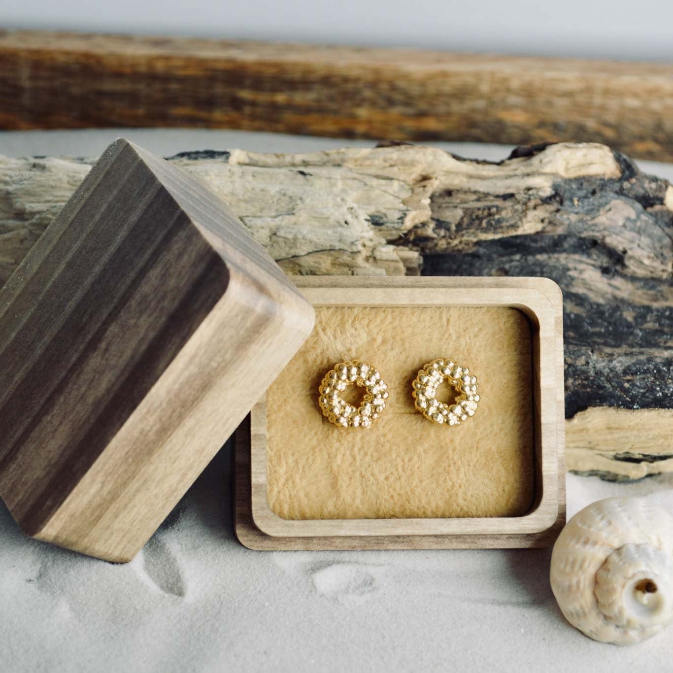 Solid Gold Mini Barnacle Hoops - Fine Jewelry Stud Earrings - Dainty London
