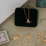 Solid Gold 'Stork' Necklace - Dainty London mother’s day gift, baby shower gift, personalised jewellery, mom necklace, silver gold pendant, mother’s day present, baby shower jewellry, custom mom gift, stork necklace, motherhood jewelry, new mom gift, baby shower keepsake, sentimental gift