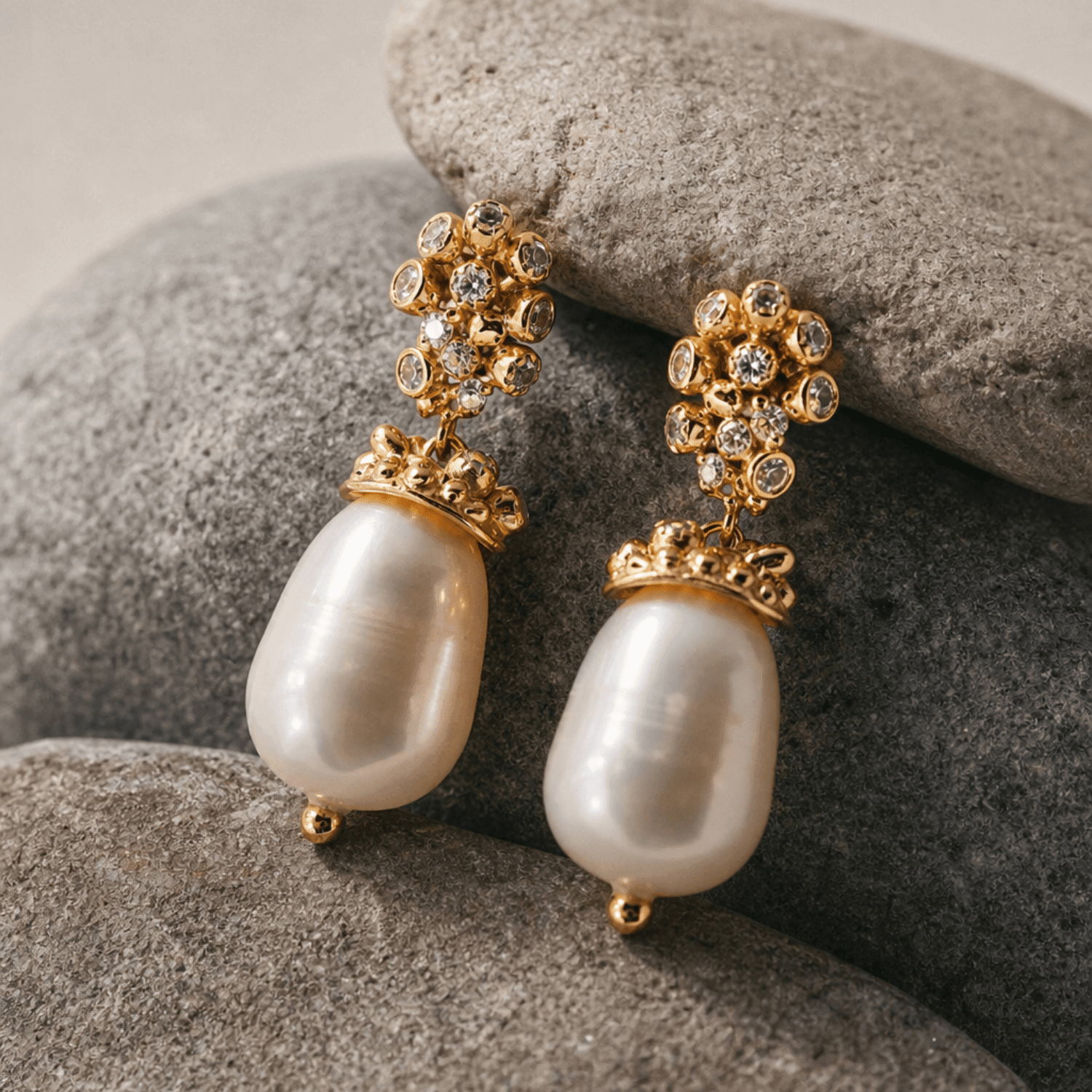 Gold Baroque Pearl Earrings - Lyra - Dainty London